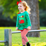 Girls Christmas Holiday Elf Stocking Top & Stripe Pants Outfit Set