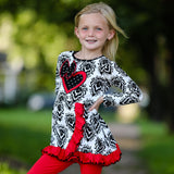 AnnLoren Girls Winter Damask Valentine's Heart Holiday Dress Tunic &