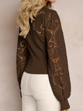 Lace Round Neck Long Sleeve T-Shirt