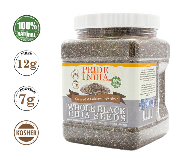 Whole Black Chia Seeds - Omega-3 & Calcium Superfood Jar