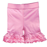 AnnLoren Girls Pink Stretch Cotton Knit RuffleButts Shorts