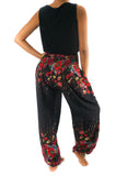 Black FLORAL Women Boho Pants Hippie Pants Yoga Pants