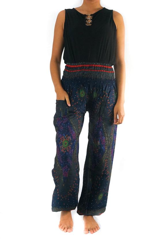 Blue PEACOCK Blue Boho Women Boho Pants Hippie