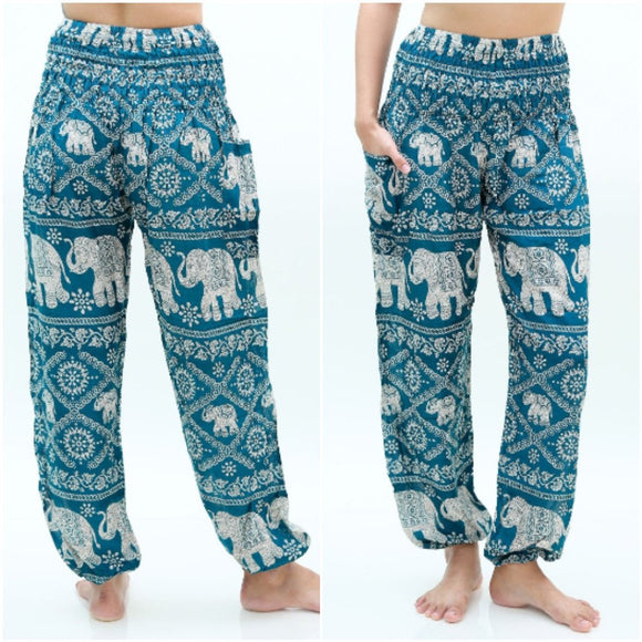 Teal ELEPHANT Pants Women Boho Pants Hippie Pants Yoga