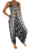 Blue Elephant Boho Hippie Jumpsuit Romper