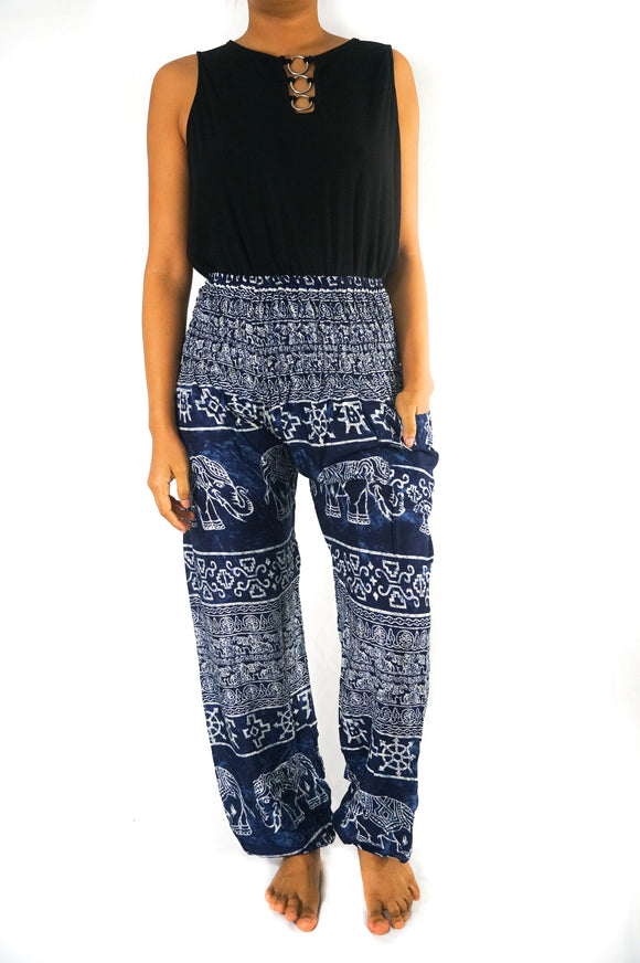 Blue ELEPHANT Pants Women Boho Pants Hippie Pants Yoga