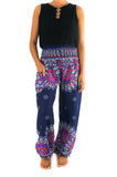 Blue FLORAL MANDALA Women Harem Pants Boho Pants Hippie