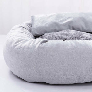 Dog Cat Bed Cute Round Pet Bed Soft Sofa Mat With Pillow Winter Warm