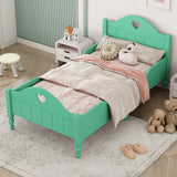 Girl's Love Princess Bed Macaron Twin Size Toddler Bed with Side Safety Rails and Headboard and Footboard, Seasoft Green