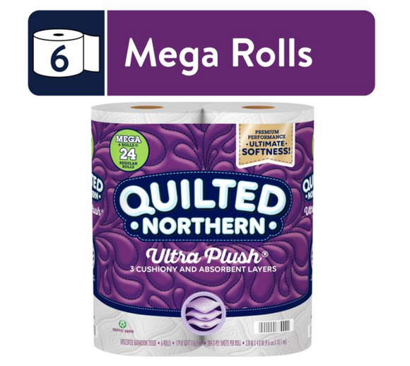 Quilted Northern Ultra Plush Toilet Paper, 6 Mega Rolls