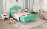 Girl's Love Princess Bed Macaron Twin Size Toddler Bed with Side Safety Rails and Headboard and Footboard, Seasoft Green