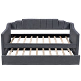 Upholstered Twin Daybed with Trundle,Black