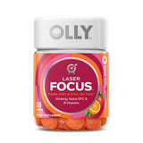 OLLY Laser Focus Gummy, Ginseng, Alpha GPC, B Vitamin, Supplement, Berry Tangerine, 36 Count