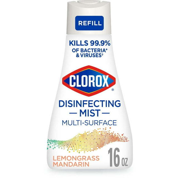 Clorox Disinfectant Mist Refill, Multi-Surface Spray, Lemongrass Mandarin, 16 oz