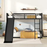 Metal Bunk Bed with Slide, Twin over Twin