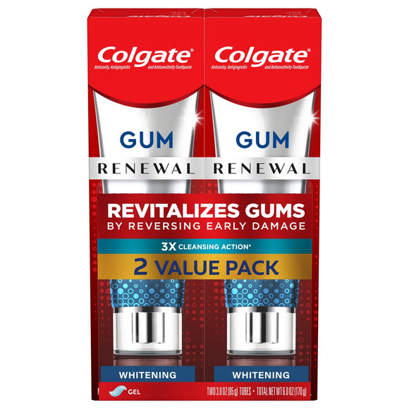 Colgate Renewal Gum Protection Whitening Toothpaste Gel;  Mint;  2 Pack;  3 oz Tubes