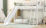 Metal Bunk Bed with Slide, Twin over Twin