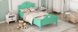 Girl's Love Princess Bed Macaron Twin Size Toddler Bed with Side Safety Rails and Headboard and Footboard, Seasoft Green