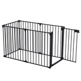 150" Adjustable Safety Gate 6 Panels Play Yard Metal Doorways Fireplace Fence Christmas Tree Fence Gate for House Stairs Gate prohibited area fence