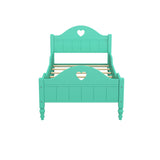 Girl's Love Princess Bed Macaron Twin Size Toddler Bed with Side Safety Rails and Headboard and Footboard, Seasoft Green