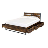 ACME Juvanth Eastern King Bed W/Storage in Rustic Oak & Black Finish 24257EK