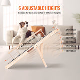 VEVOR Dog Ramp, Folding Pet Ramp for Bed, Adjustable Dog Ramp for Small, Large, Old Dogs & Cats, Wooden Pet Ramp with 47.2" Long Ramp, Adjustable from 13.8" to 27.6", Suitable for Couch, Sofa, Car