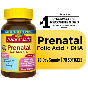 Nature Made Prenatal with Folic Acid + DHA Softgels;  70 Count