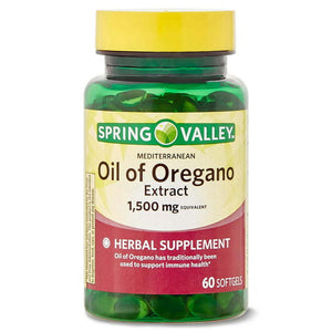 Spring Valley Mediterranean Oil of Oregano Extract Herbal Supplement Softgels, 1,500 mg, 60 Count