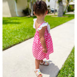 Girls Gingham Eyelet Ruffle Spring/Summer Party Easter Dress