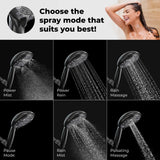 High Pressure 6 Settings Shower Head with Handheld   5'' Powerful