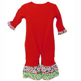 AnnLoren Baby Girls Red & White Christmas Tree Romper Outfit