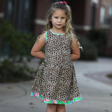 AnnLoren Little & Big Girls Spring Leopard Rose Floral Sleeveless