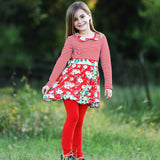 AnnLoren Little & Big Girls Boutique Red Christmas Floral Holiday