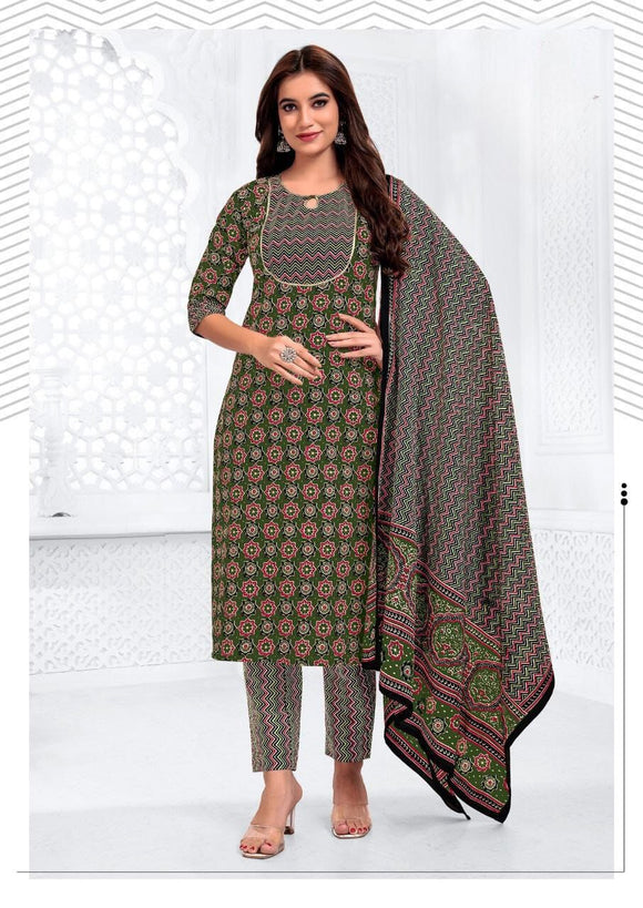 Women'S Kurta With Pant And Cotton Dupatta Set. Readymade Salwar Suit