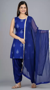 Printed Kurta, Patiala & Dupatta Set