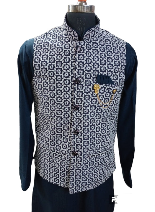 Purple Nehru Jacket With Kurta, Size - 40