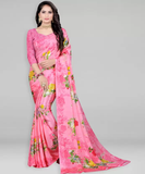 Printed Daily Wear Crepe Saree  (Pink)