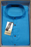 Cotton Solid Pattern Trendy Comfortable Stylish Full Sleeve Blue Kurta