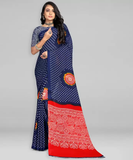 Printed Daily Wear Georgette Saree  (Blue & Red)