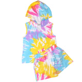 AnnLoren Girls Candy Pastel Tie Dye Cotton Hoodie Tank and Shorts Set