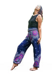 Blue FLORAL MANDALA Women Harem Pants Boho Pants Hippie