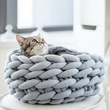 Soft Pet Bed Handmade Knit Puppy House Detachable Washable Kitten