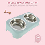 Cat Stainless Steel Bowls Pet Feeding Double Bowl Anti-skid Water Bowl