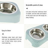 Cat Stainless Steel Bowls Pet Feeding Double Bowl Anti-skid Water Bowl