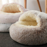 Hot Plush Round Cat Bed Cat Warm House Soft Long Plush Pet Dog Bed For