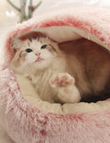 Hot Plush Round Cat Bed Cat Warm House Soft Long Plush Pet Dog Bed For