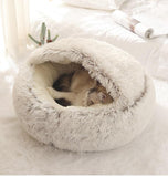 Hot Plush Round Cat Bed Cat Warm House Soft Long Plush Pet Dog Bed For