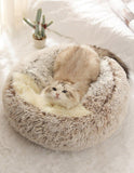 Hot Plush Round Cat Bed Cat Warm House Soft Long Plush Pet Dog Bed For