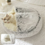 Hot Plush Round Cat Bed Cat Warm House Soft Long Plush Pet Dog Bed For