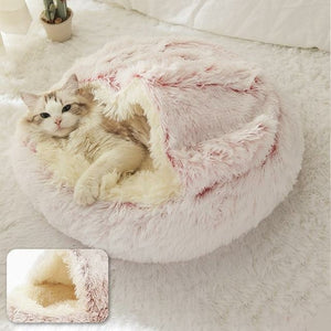 Hot Plush Round Cat Bed Cat Warm House Soft Long Plush Pet Dog Bed For